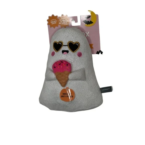 New FRINGE Halloween Dog‎ Toys Spooky Plush Ghosts I've Cream White