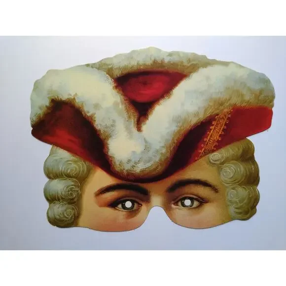 Vintage Style Gentleman Mask Tricorn Hat Wig Historical Costume Accessory