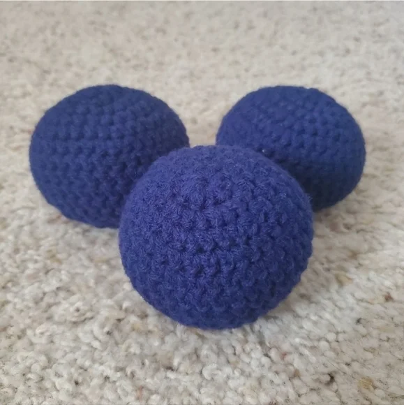 3 squeaky balls. Homemade no pop crochet balls for toddlers, puppy, cats &more.
