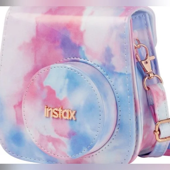 Instax Mini 8 Pink and Blue Camera Bag Case Holder Groovy Watercolor Pattern
