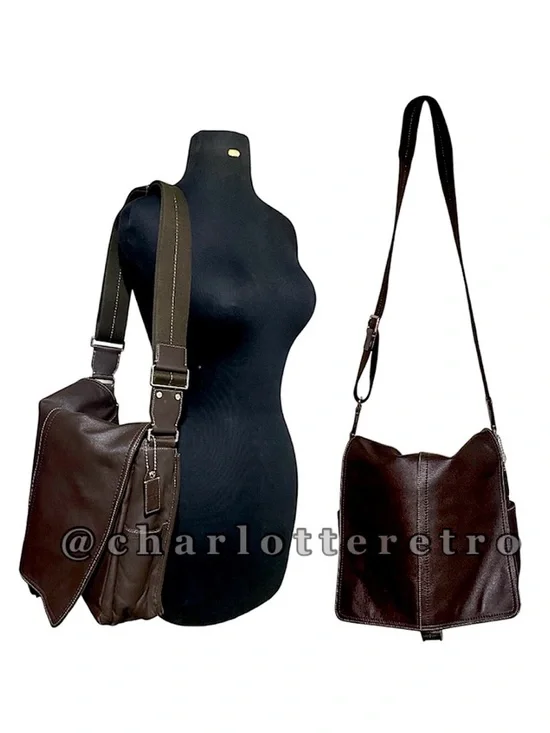 Y2K COACH • Lenox Brief Brown Leather Messenger Journalist Crossbody • 70105