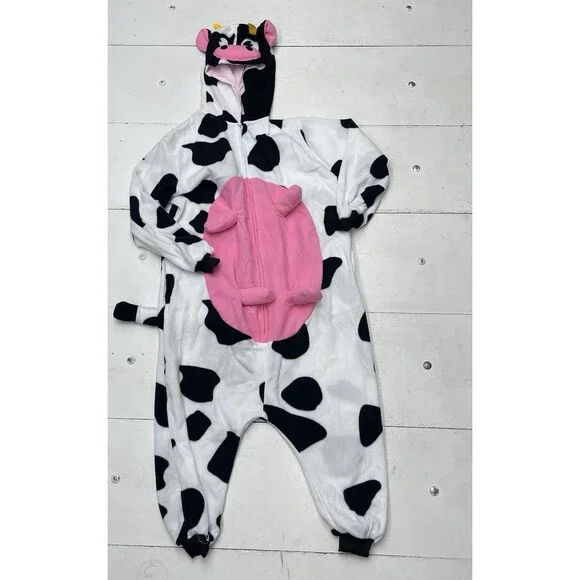 Black White Spotted Cow With Hood & Udders 1 Piece Halloween Women’s Size S NEW