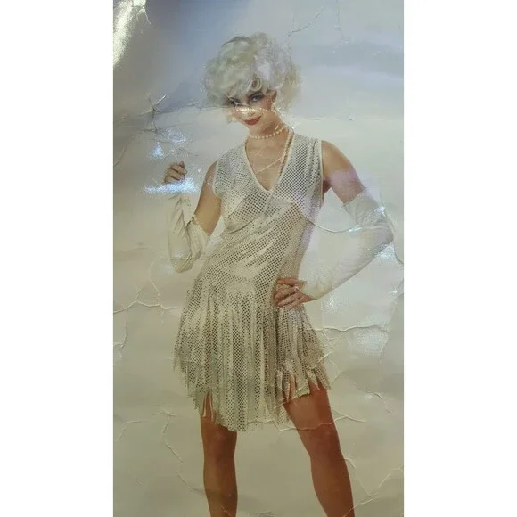 XX 00969 New 1920s Flapper Dress White Roaring 20s Costume California