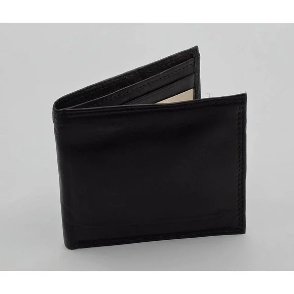 Swank Bifold Wallet Mens OS‎ Black Like New Genuine Leather Card Slots Vintage