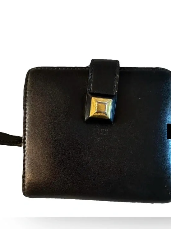 Fendi Black Leather Bifold Wallet, Taupe Interior, Gold Hardware, with Box