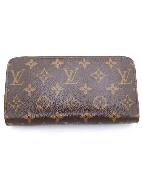 Louis Vuitton Monogram Zippy Wallet Brown Leather Gold