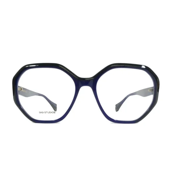 Gigi Studios Eyeglasses Frames CHRISTINE 6767/3 Black Blue Geometric 54-18-140