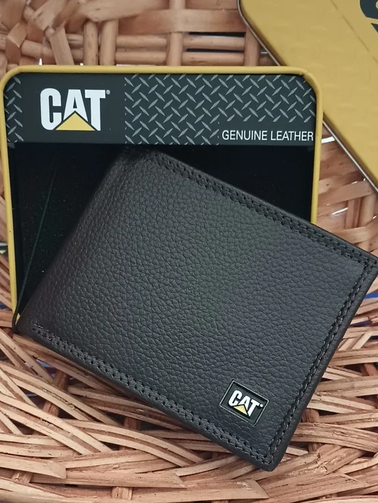 Genuine Leather Black Men's Bifold Wallet