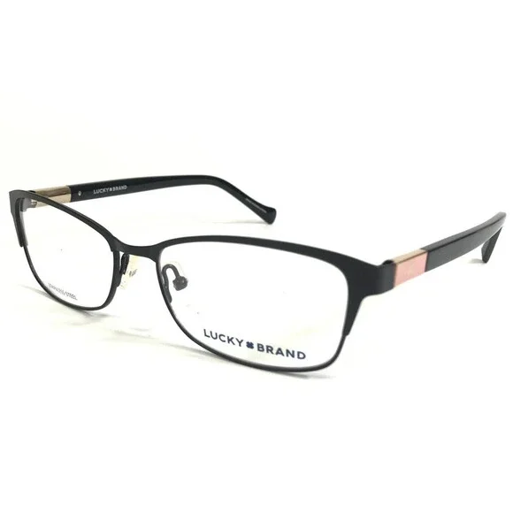 Lucky Brand Eyeglasses Frames D119 BLACK Gold Pink Cat Eye Wire Rim 53-16-140