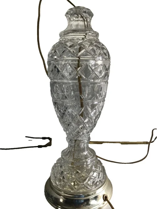 Vintage 3 piece Crystal Lamp Hand Cut Tiffany Style Create your own Base