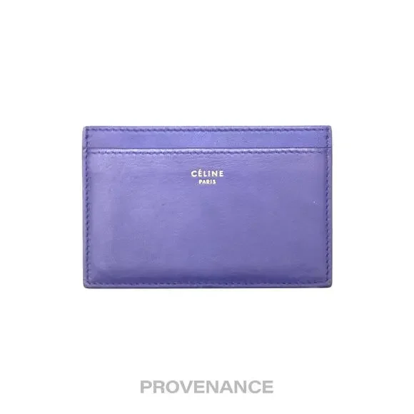 🔴 Celine Logo Card Holder Wallet - Two-Tone Blue Tan