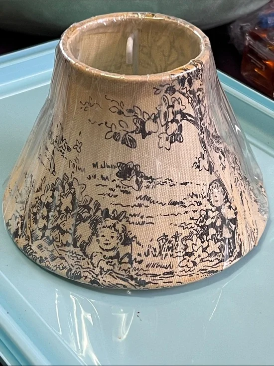 Beige Toile Fabric Lantern Shade - Unbranded