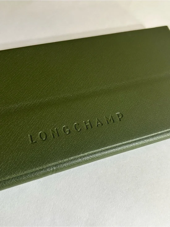 Longchamp Olive Green Leather Folded Wallet