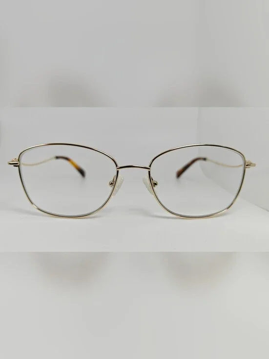 Dianele. Women's Gold Titanium Rounded Square Eyeglass Frames