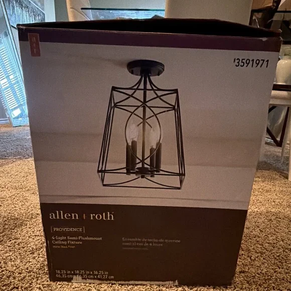 Allen + Roth Providence 4-Light Semi-Flushmount Ceiling Fixture Matte Black