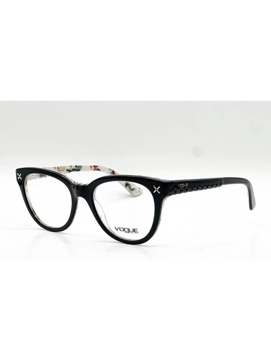 Vogue VO 2887 2210 Top Black Flowers Cat Eye Authentic Eyeglass Frames 51-19