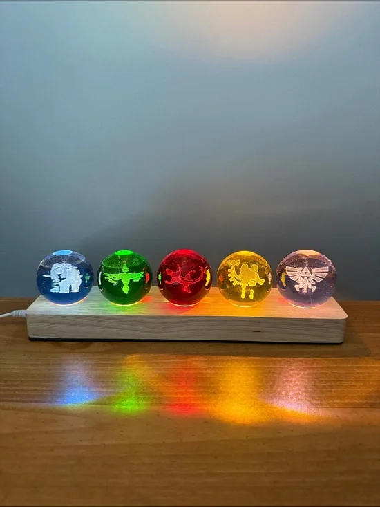 Glowing Zelda Spheres with LED Light Base