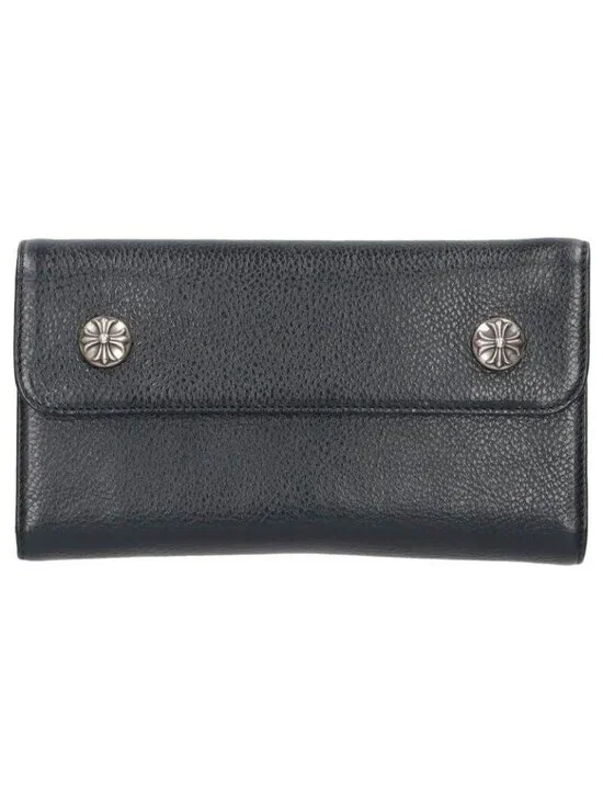 Chrome Hearts Wave Cross Ball Button Leather Wallet