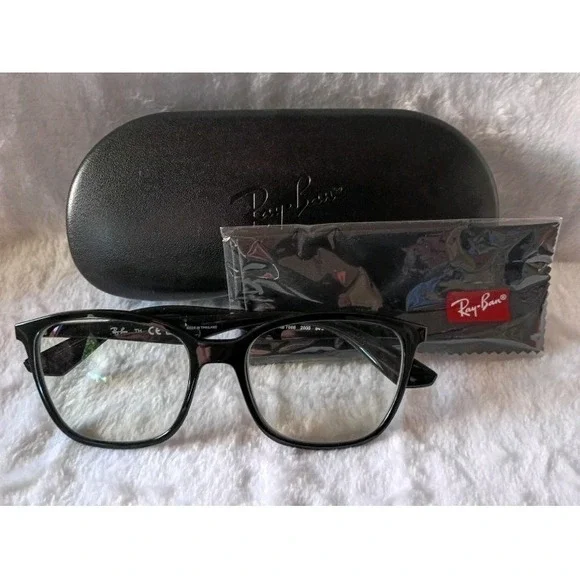 Ray-Ban RB7066 2000 Black Eyeglass Frames 54-17-145 w/ Case Authentic
