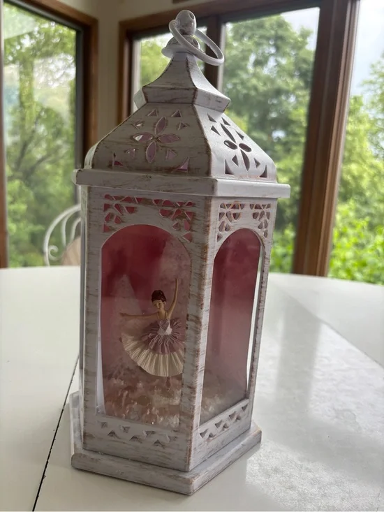White and Pink Ballerina Decorative Lantern