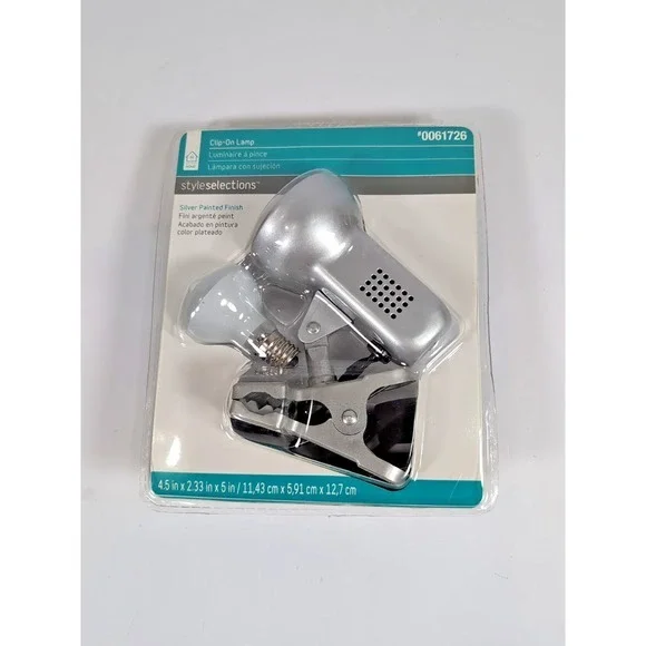 Home Style Selections Electric Clip-On Lamp Bulb Included Silver Painted 0061726