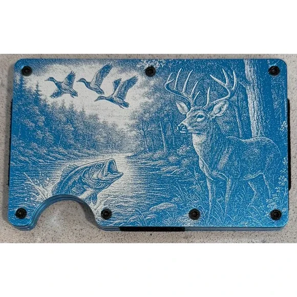 Wildlife Laser Engraved Thin Metal RFID Blocking Wallet Slim Profile