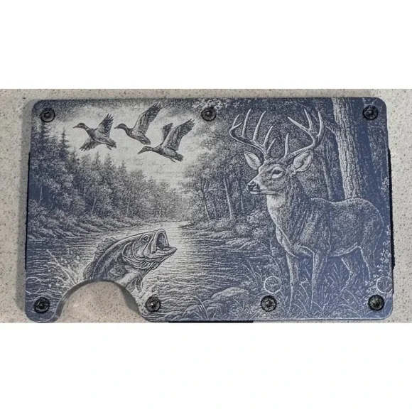 Wildlife Laser Engraved Thin Metal RFID Blocking Wallet Slim Profile