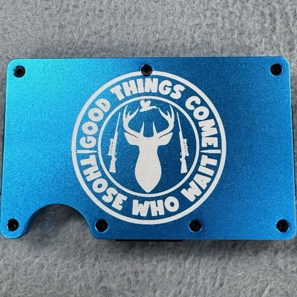 Hunting Laser Engraved Thin Metal RFID Blocking Wallet Slim Profile