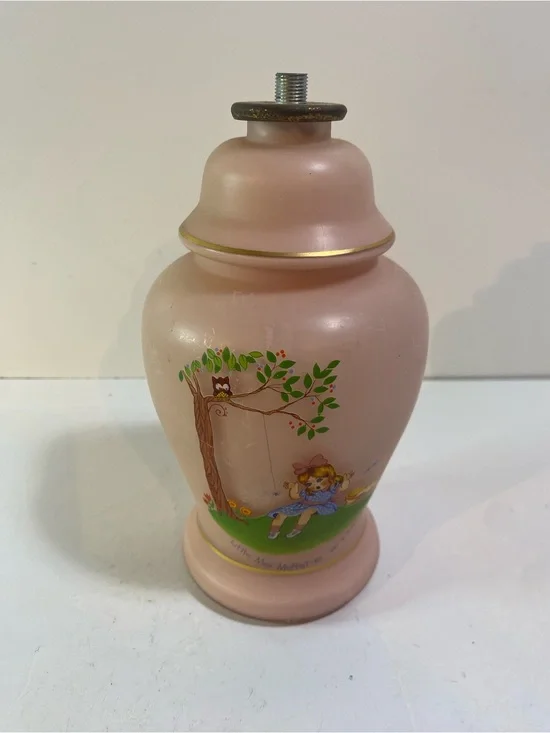 *Project Piece* Little Miss Muffet Pink Glass Lamp Base Electrical Removed