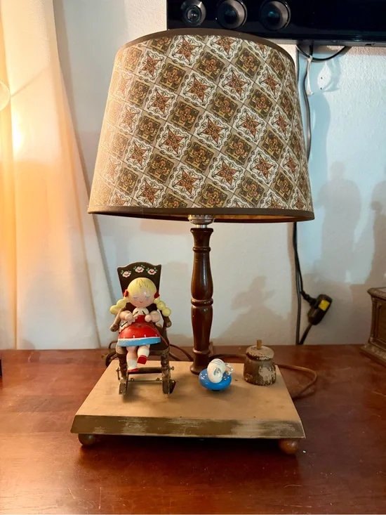 Brown Patterned Shade Lantern Table Lamp with Decorative Base