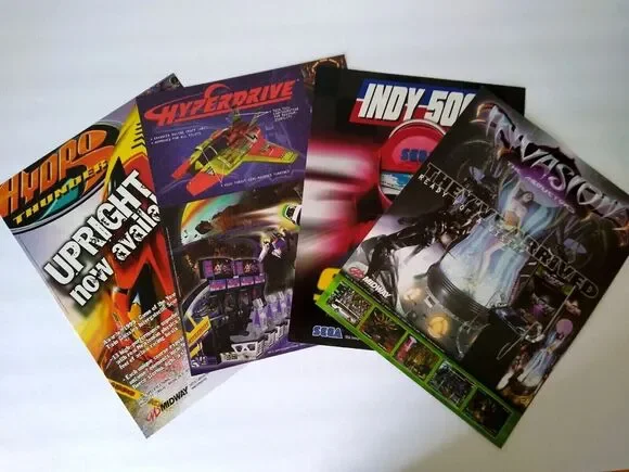 Arcade Game Flyers Invasion The Abductors Indy 500 Hyperdrive Hydro Thunder (4)