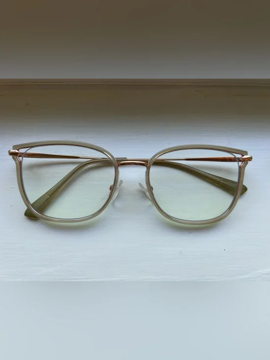 Women’s Clear with Light Green Tinted Stylish Blue Blocker Eyeglasses
