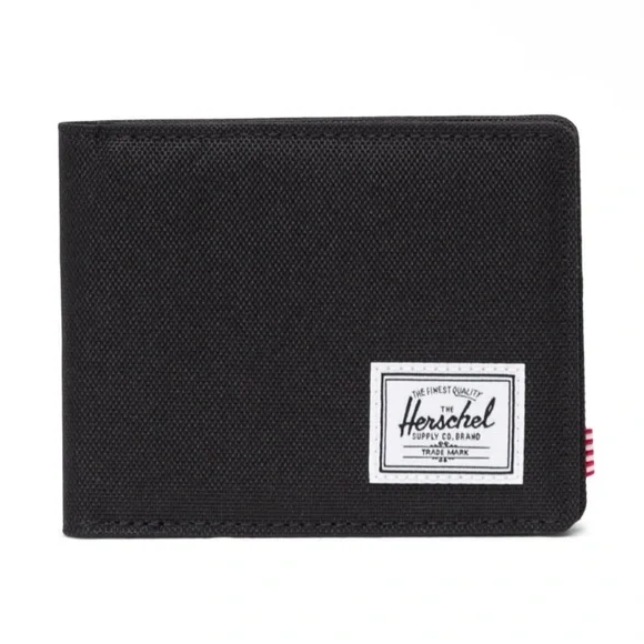 Herschel Supply Company Black Bifold Wallet with Logo Patch
