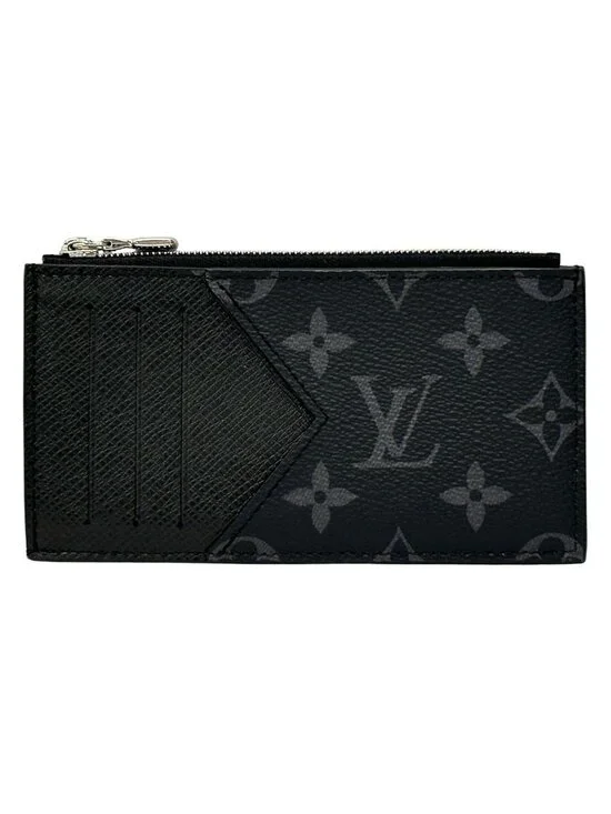 Louis Vuitton Wallet Monogram Eclipse Coin Case Card Holder Black Purse Small
