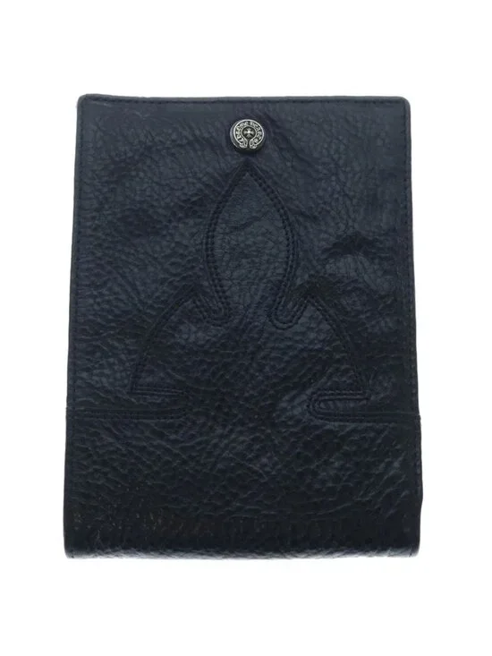 Chrome Hearts Cashing in Wallet Flareani Leather Black Silver