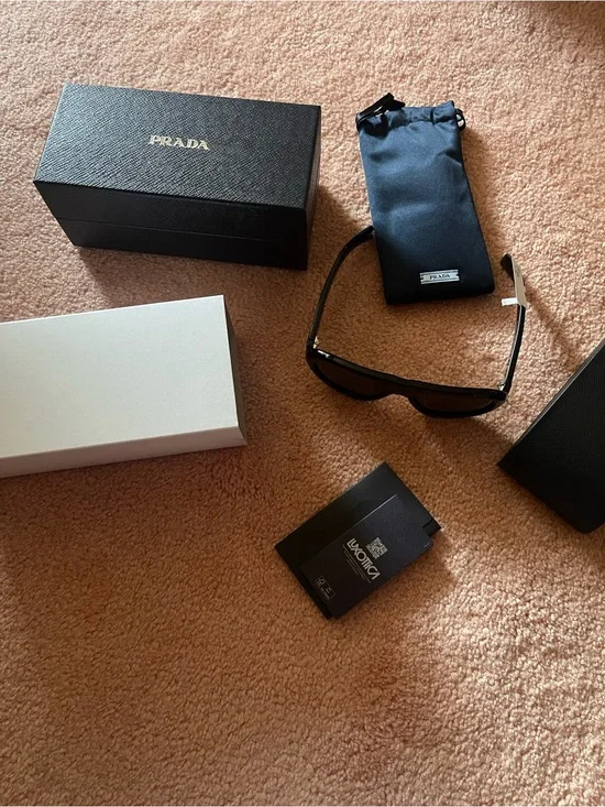 Prada Black Aviator-Style Sunglasses with Dark Lenses these can be unisex