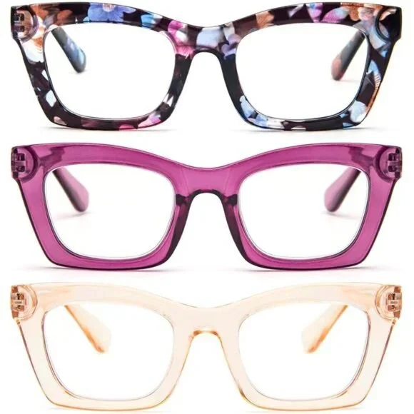 3-Pack Fashion Blue Light Blocking Readers  Colorful Trendy Frames for Women