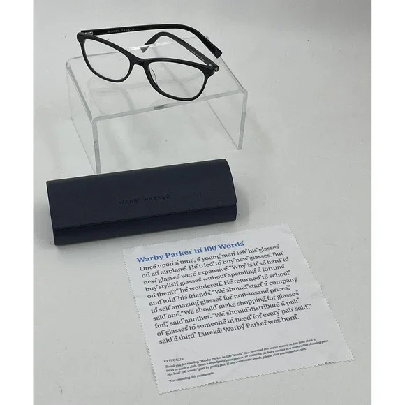 Warby Parker Daisy W100 Black‎ Full Rim Eyeglasses Frames 54-17 142 Case Cloth