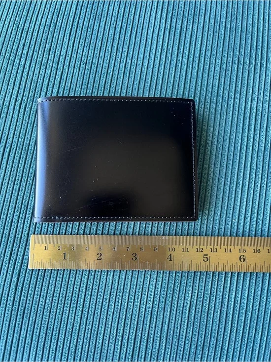 New Ganzo Cordovan Genuine Leather Bifold Wallet Purse Black Natural Undyed