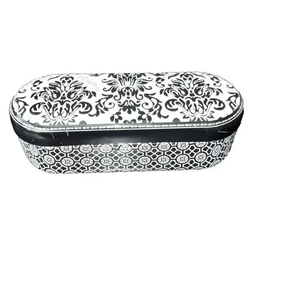 BRIGHTON Tin Metal Sunglasses Black and White Case Top Flip