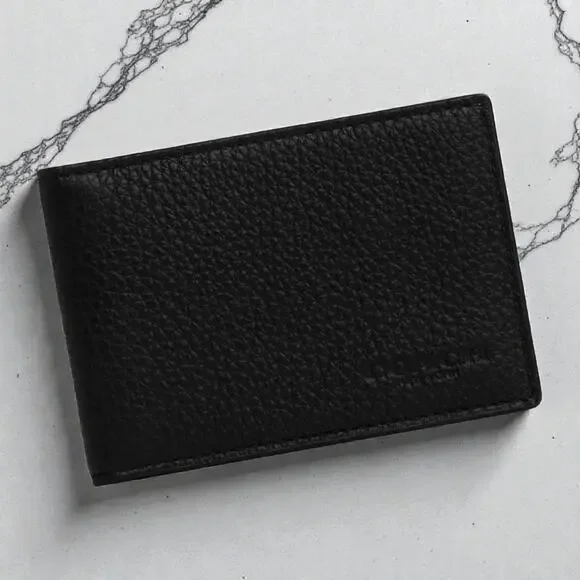 Coach Compact Card Leather Wallet in Black CM167
