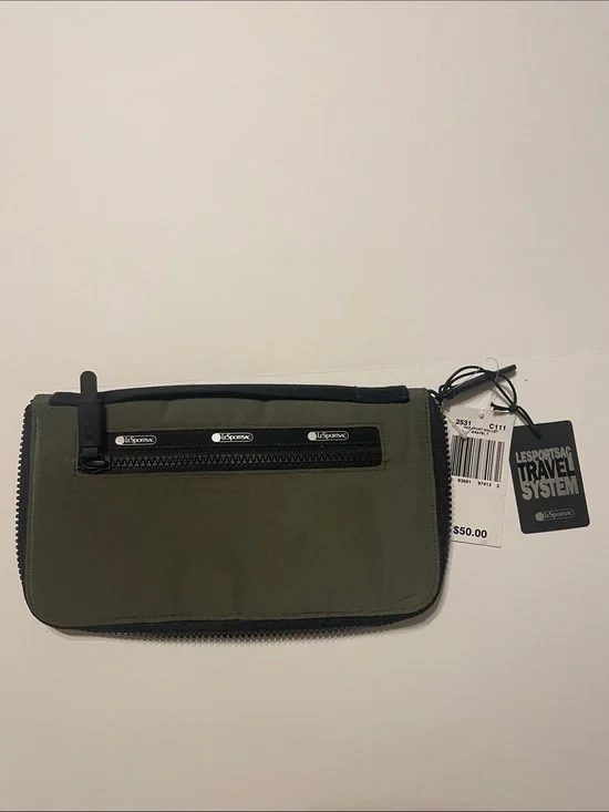 Lesportsac Olive Green and Black Zip Travel Wallet