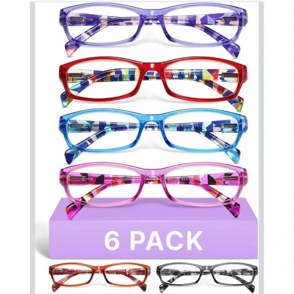 6 Pk‎ Reading Glasses for Women Blue Light Blocking Fashion Readers 1.25