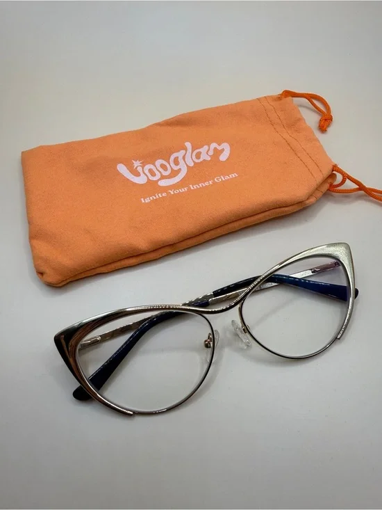 Vooglam Cat-Eye GoldenGlasses Frame, No  prescription