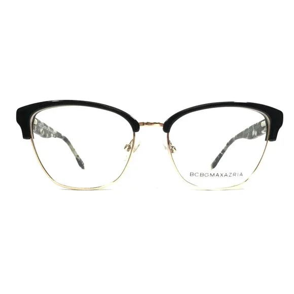 BCBGMAXAZRIA Eyeglasses Frames CARRIGAN BLACK Gold Cat Eye Full Rim 53-17-135