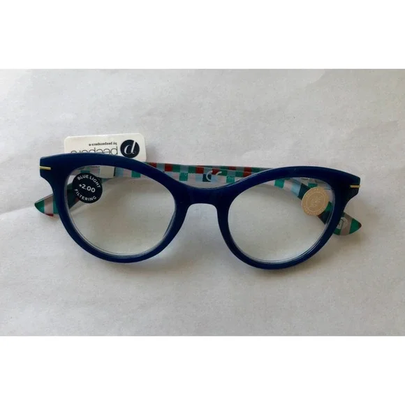 NEW Daphne Teal Check  PEEPERS BLUE LIGHT FILTERING Readers +2.00