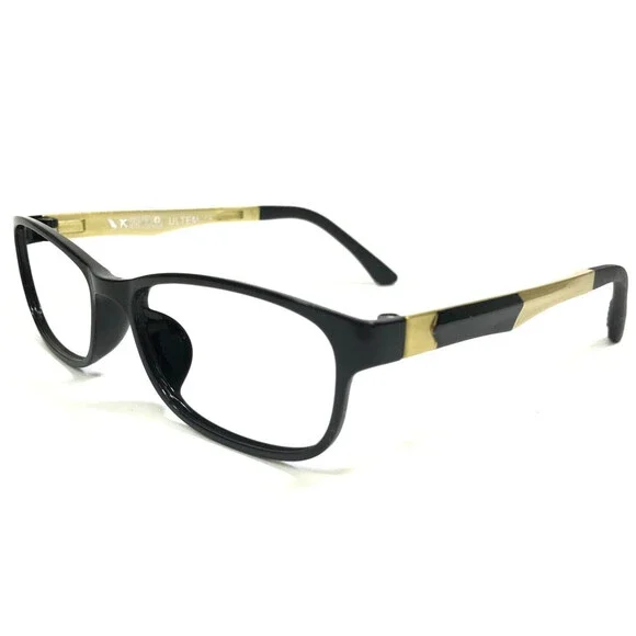 Oxygen Eyeglasses Frames 6011 Black/Gold Ultem Matte Rectangular 51-16-140