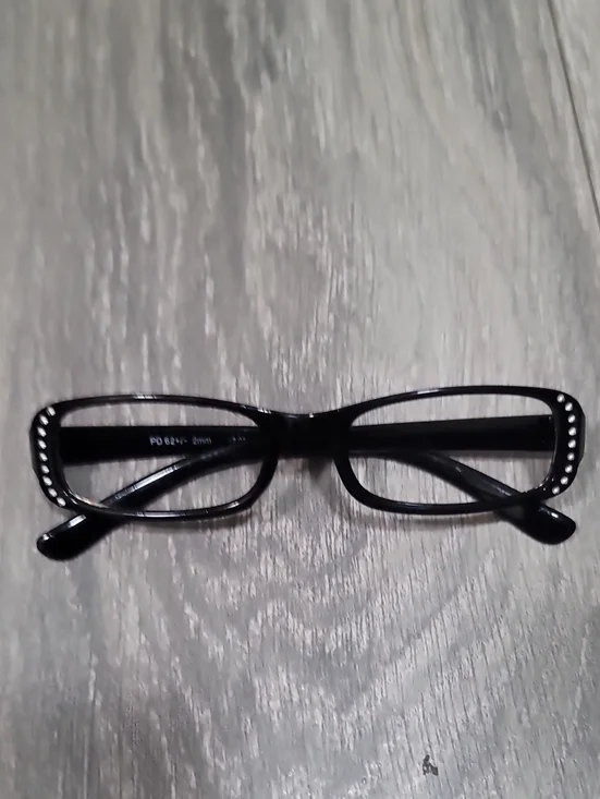 Fashion Crystal Black Rectangular Eyeglasses - No Lens