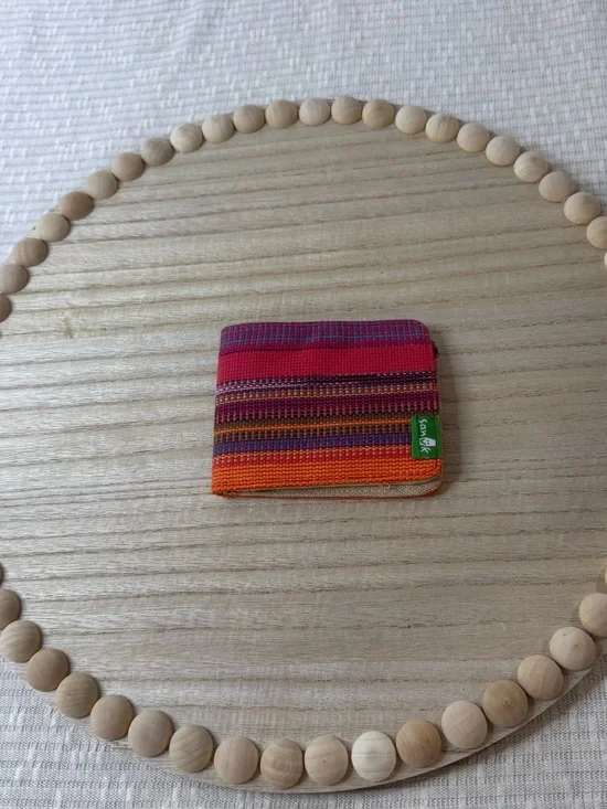 Sanuk Woven Stripe Bifold Card Wallet Boho Canvas Slim Wallet Multicolor