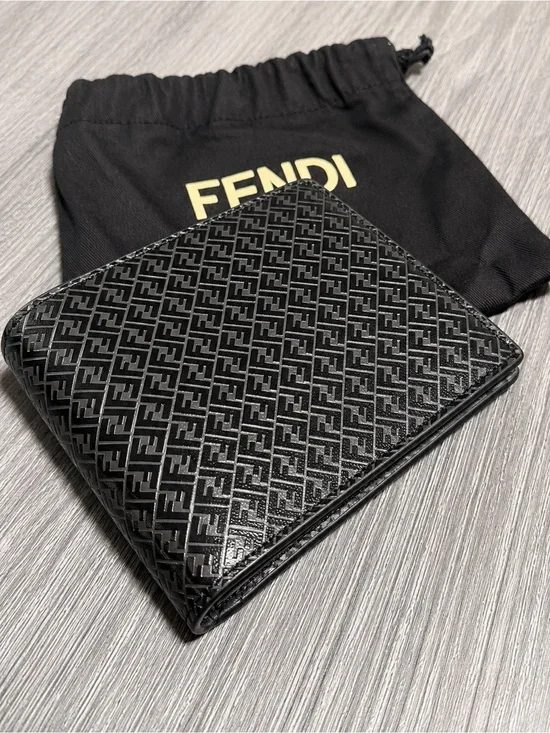 Fendi Black FF Monogram Leather Bifold Wallet
